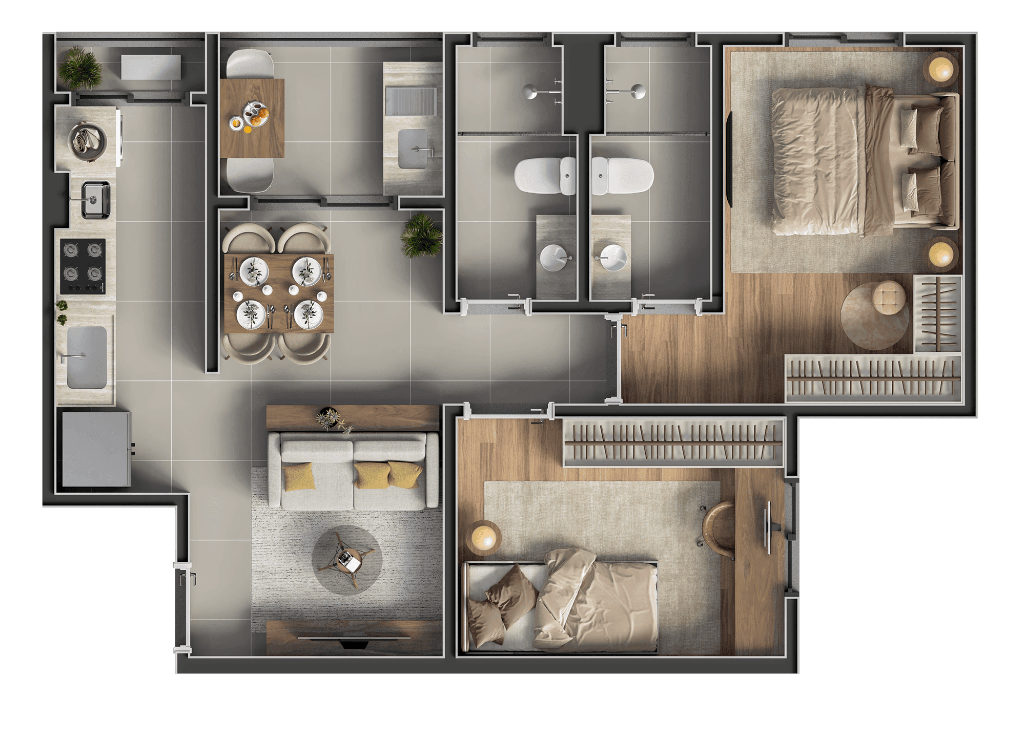 Apartamentos 1, 2, 7 e 8